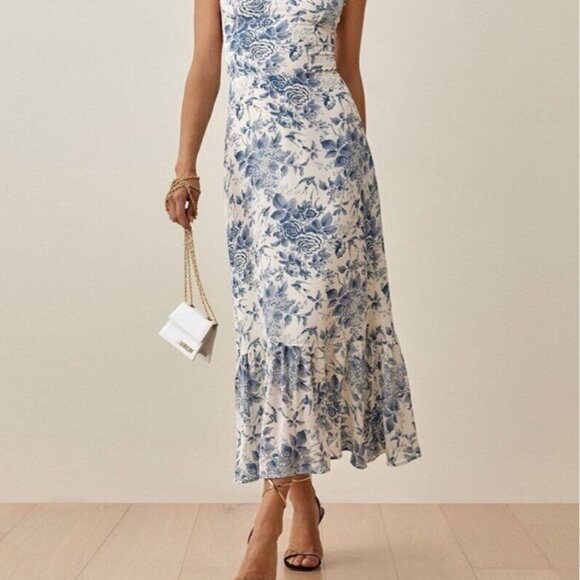 Reformation Dresses & Skirts - Beautiful blue and white reformation midi dress